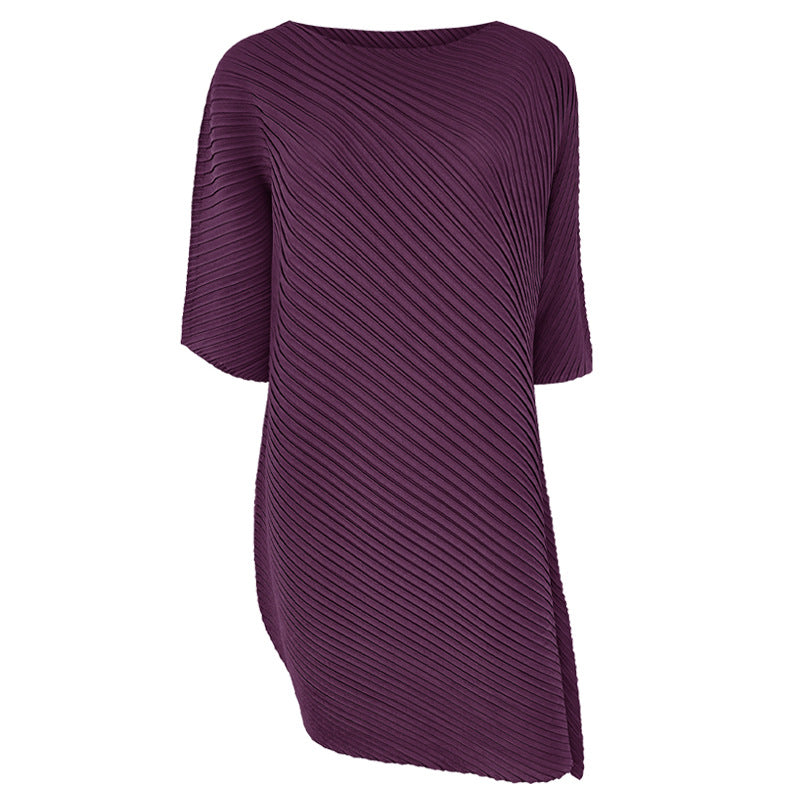 off-Shoulder Collar Irregular Top Women's Design Sense Niche Loose Three-Quarter-Length-Sleeved T-shirt Women