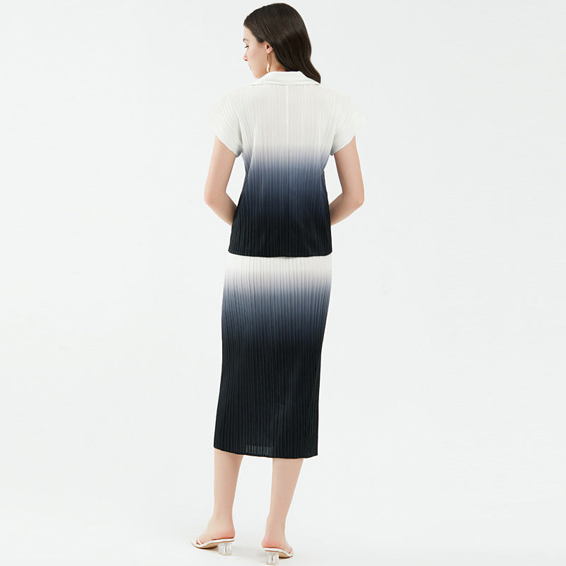 Petite Set Casual Design Blouse Gradient Temperament Twinset Female