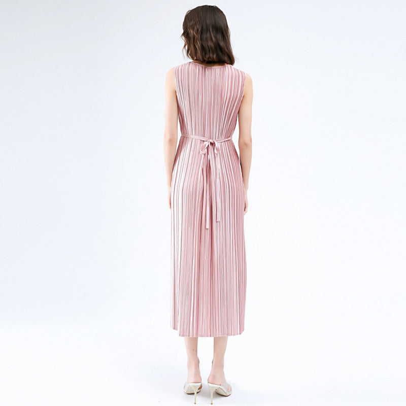 Dress Summer Women's Original Design Solid Color Stitching Mid-Length Loose Light Sense Dress Women