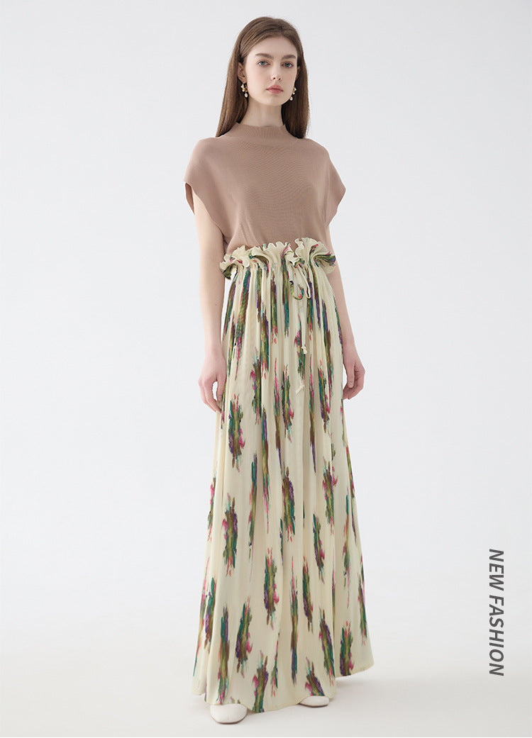 Oversized Pendulum Skirt New Printed Creative Style Long Wild Chiffon Skirt for Women