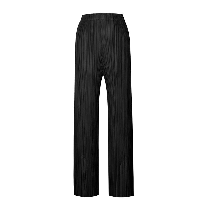 Casual Pants Simple Loose Comfortable Stretch Pleated Trousers Split Straight Pants Women