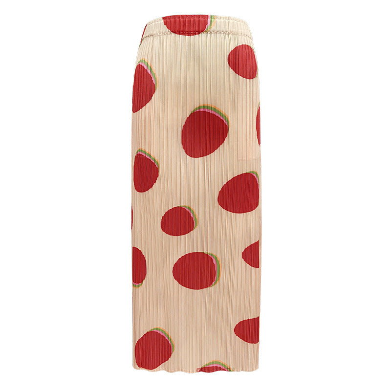 Comfortable Breathable Suit Fu Dou Printed Long-Sleeved Shirt Slim Fit Slit Skirt Two-Piece Set