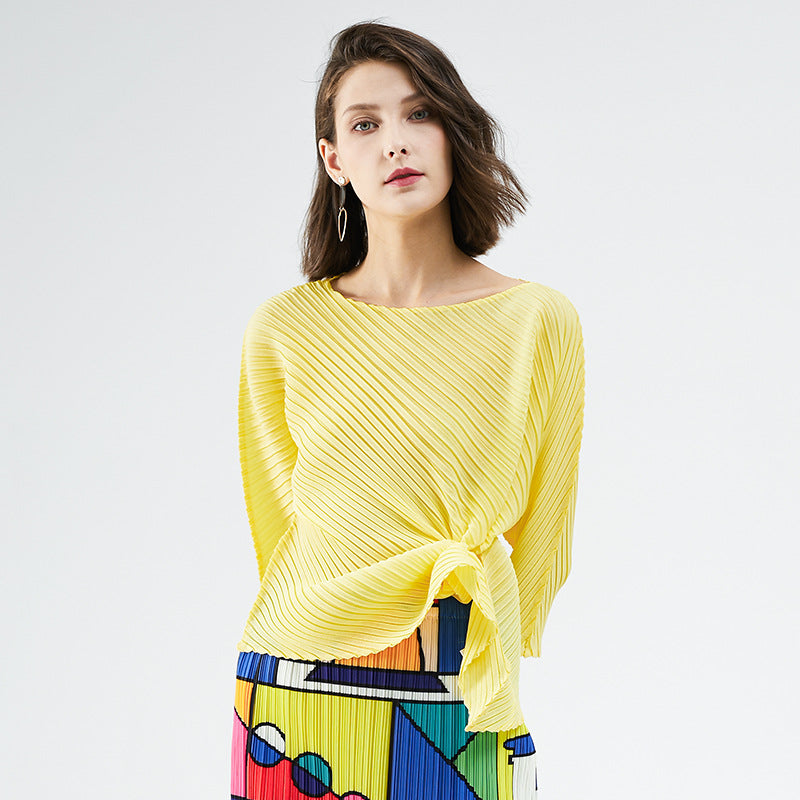 off-Shoulder Collar Irregular Top Women's Design Sense Niche Loose Three-Quarter-Length-Sleeved T-shirt Women