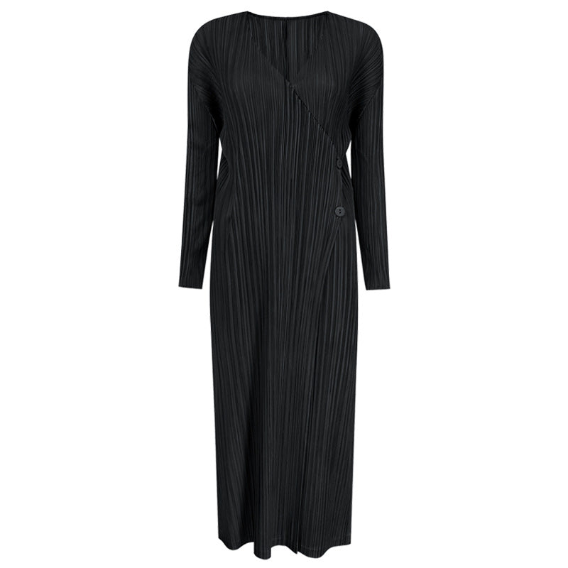 Loose Long Sleeve Trench Coat Long Solid Color Double Button Coat Cardigan for Women