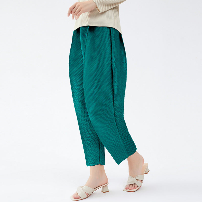 Elastic Waist Women's Winter Loose Waist Long Tapered Casual Pants Stretchy Harem Pants