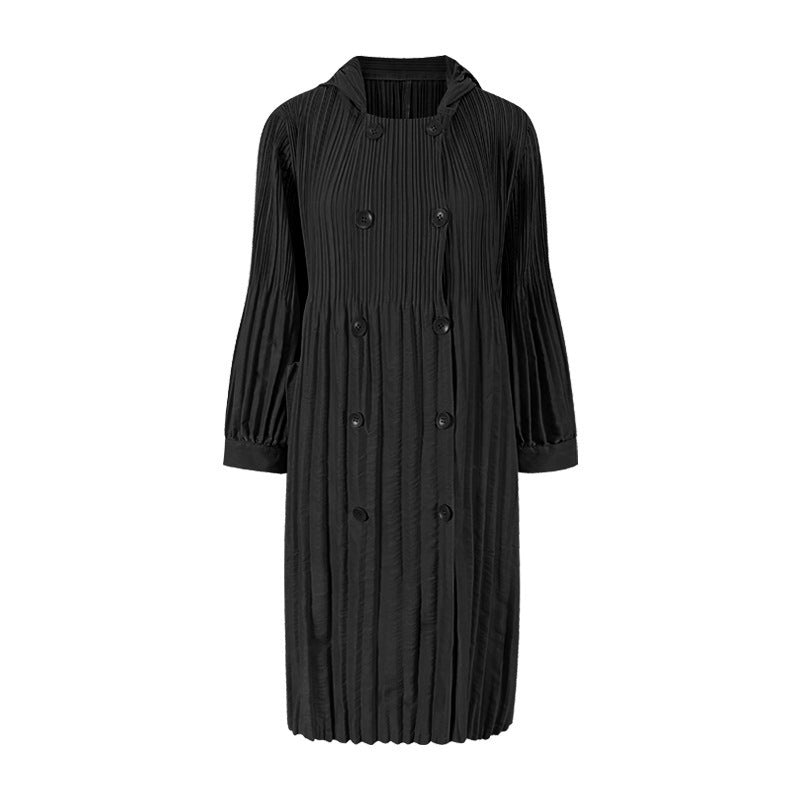 Fall South Korea Dongdaemun Baggy Coat Mid-Length Double-Breasted Trench Coat for Women