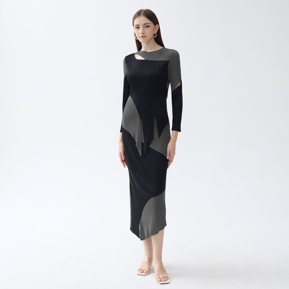 Personalized Contrast Color Suit Women's Autumn Sense Long Sleeve Slim-Fit Top Irregular Skirt