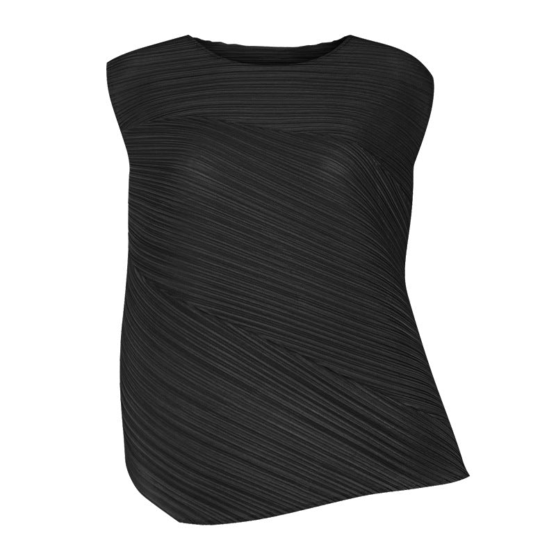 Irregular Design Simple Sleeveless round Neck Shirt Women's Vest Inner Wear