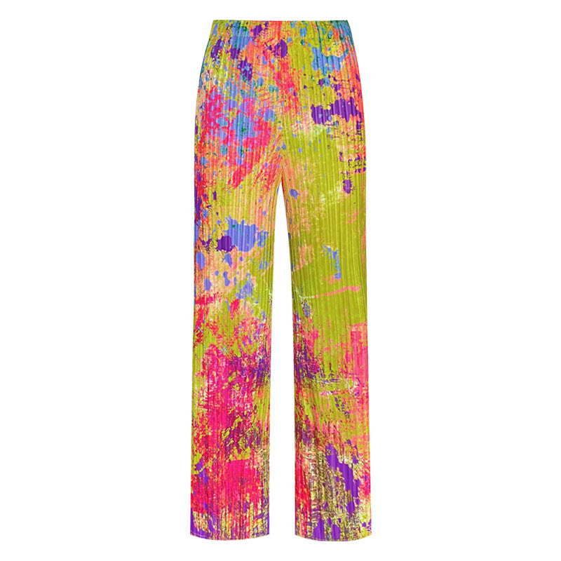 Printing Suit Women's Slim Hand-Painted Long-Sleeved Top Casual Pants Come to Two-Piece Suit Women