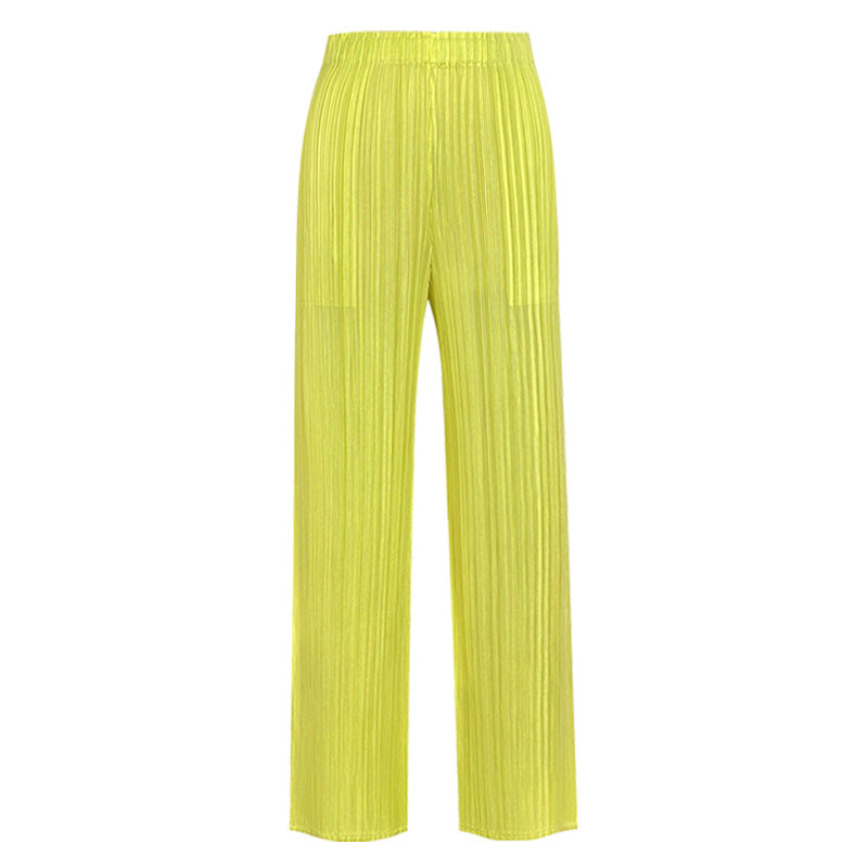 Loose Fabric Basic Style Straight Pants Cool Pants Comfort and Casual Solid Color Trousers for Women