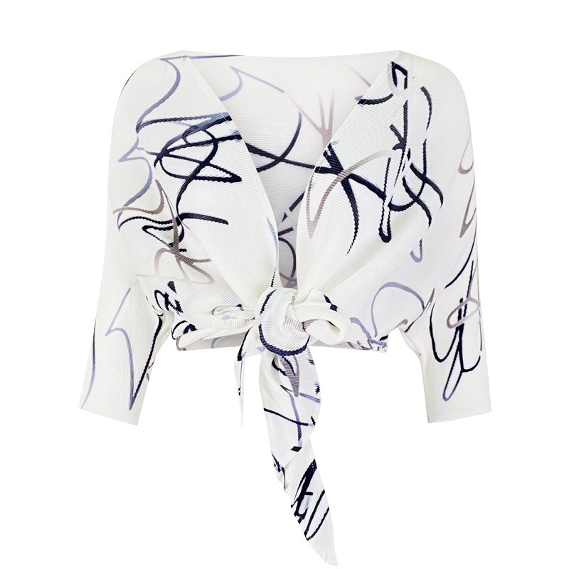 Pleated Sun Protection Clothing No Buckle Women's Lightweight Cardigan Model Half Sleeve Shirt Shawl Small Coat Women