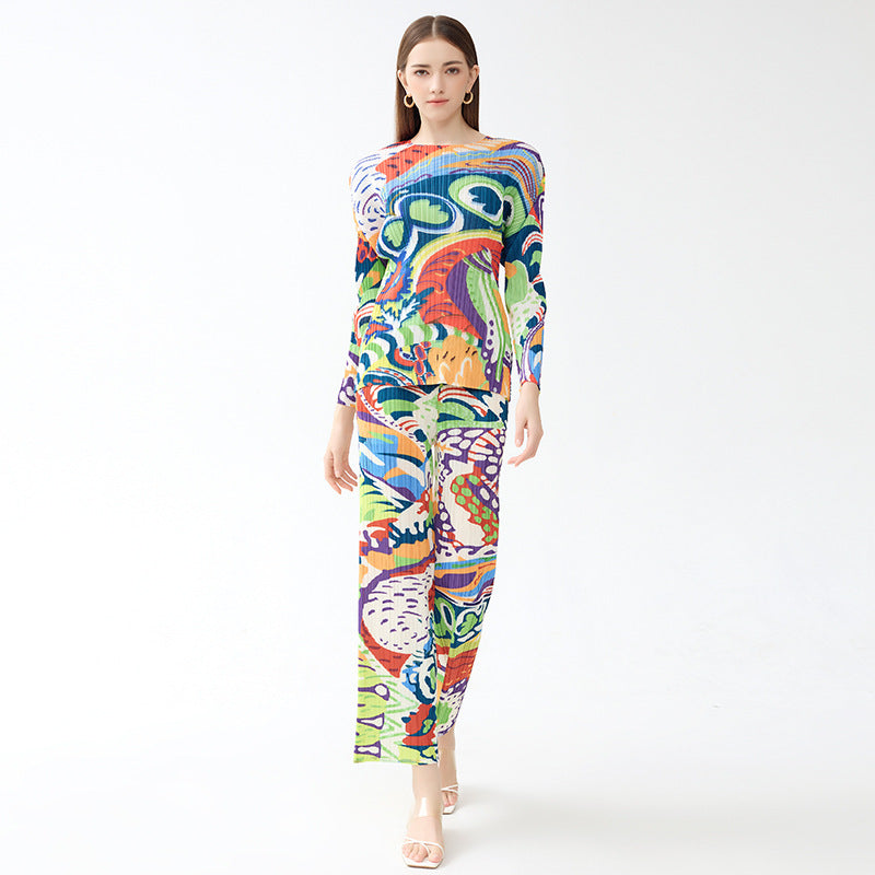 Clothing Painted Classic Style Long-Sleeve Suit Female Loose Two-Piece Suit Fashion