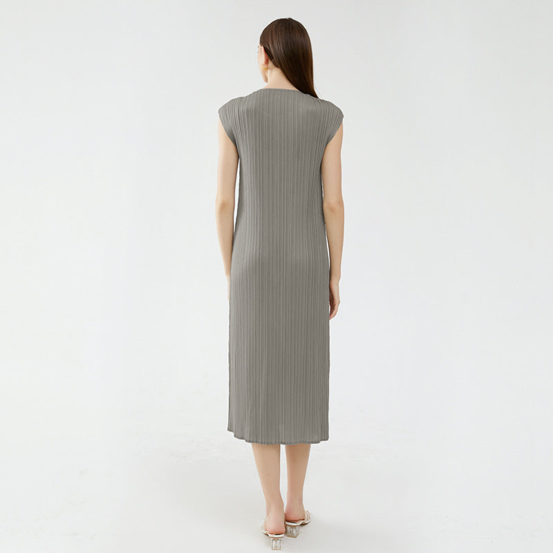 Elegant Style Vest Design Sleeveless V-neck Patchwork Skirt Dress Female Dress