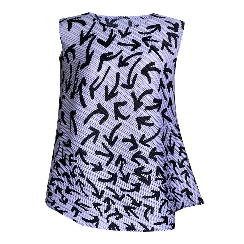 Arrow Suit Women Sleeveless Thin Top Loose Wide Leg Pants Two-Piece Suit Women