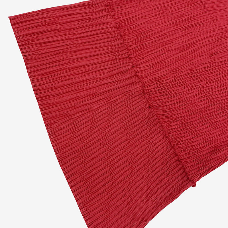 Scale Pleated Dress round Neck Solid Color Long Sleeve Skirt Women's Sense Dress