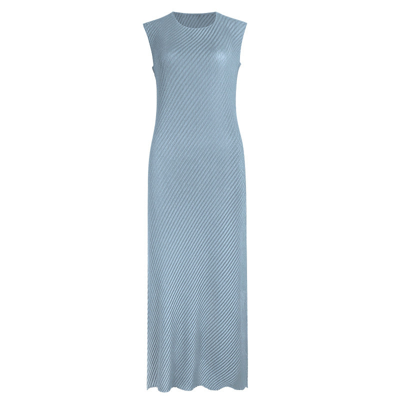 Main Line Scale Pleated Design Sense Niche Skirt Waist Slimming Mid-Length Dress Women