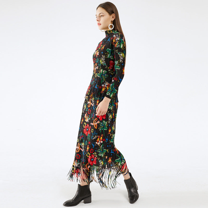 Casual Suit Long Sleeve Floral Skirt Top Female Niche Vintage Print Suit Female