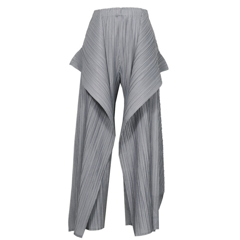 Double-Layer Top Vest Casual Wide-Leg Pants Irregular Fake Two-Piece Suit Women