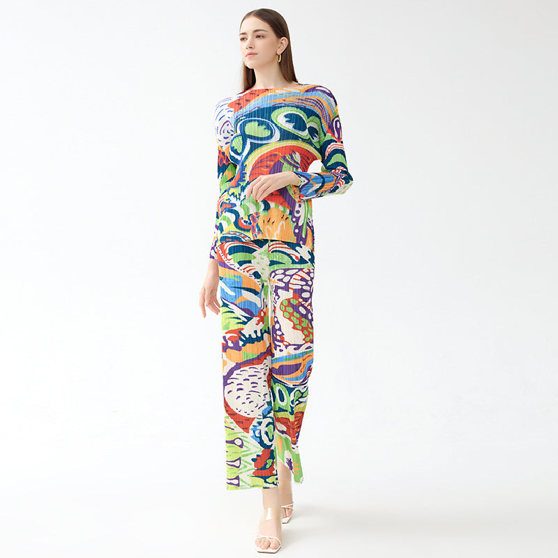 Clothing Painted Classic Style Long-Sleeve Suit Female Loose Two-Piece Suit Fashion