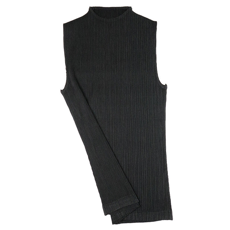 Classic Pleated Vest Slim Fit Slimming T-shirt
