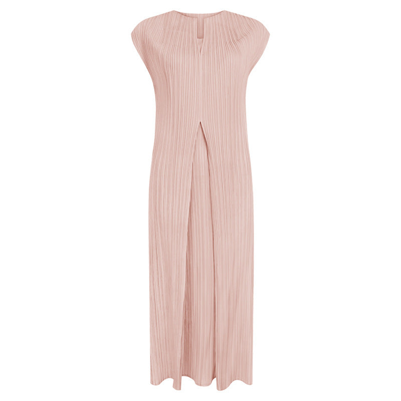 Elegant Style Vest Design Sleeveless V-neck Patchwork Skirt Dress Female Dress