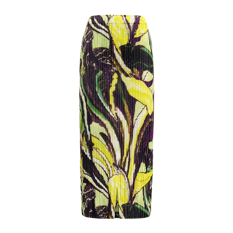 Floral Suit Women's Polo Collar Short-Sleeved Shirt Straight Printed Skirt Two-Piece Suit Women's