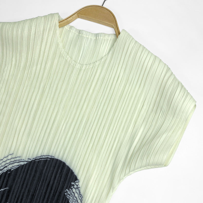 Pleated Dress Women's Design Slim-Fit Slimming Printed Dress for Women