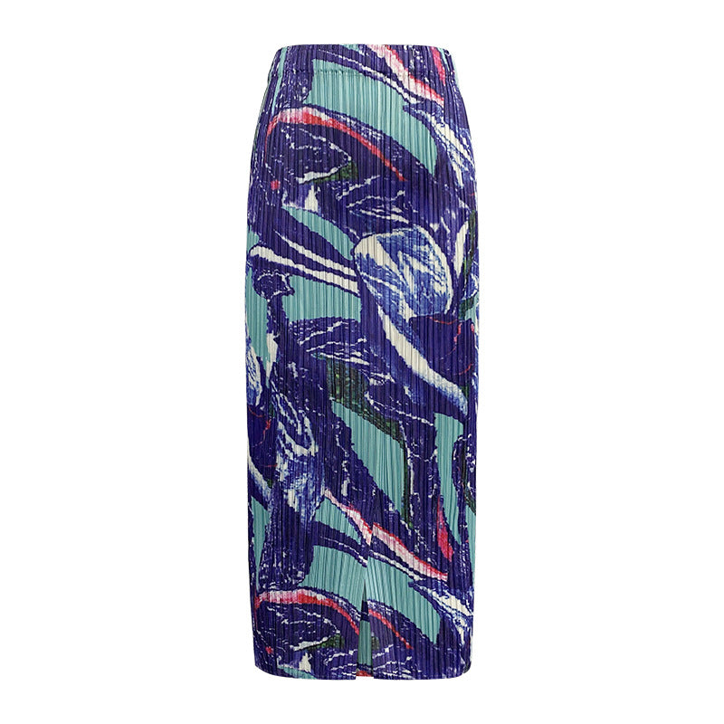 Floral Suit Women's Polo Collar Short-Sleeved Shirt Straight Printed Skirt Two-Piece Suit Women's