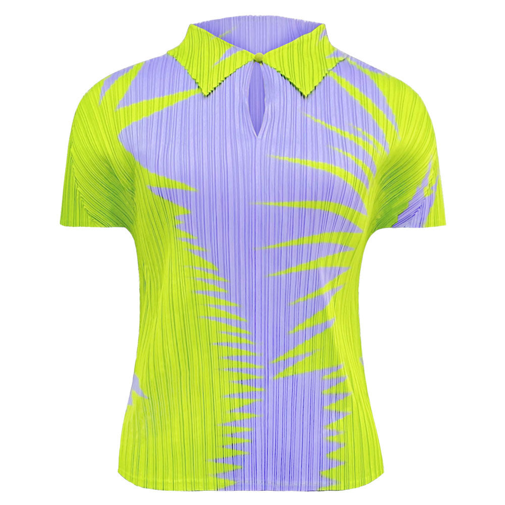 Lapel Short Sleeve Slim-Fit Printed Top Suit Women's Split Skirt Two-Piece Suit