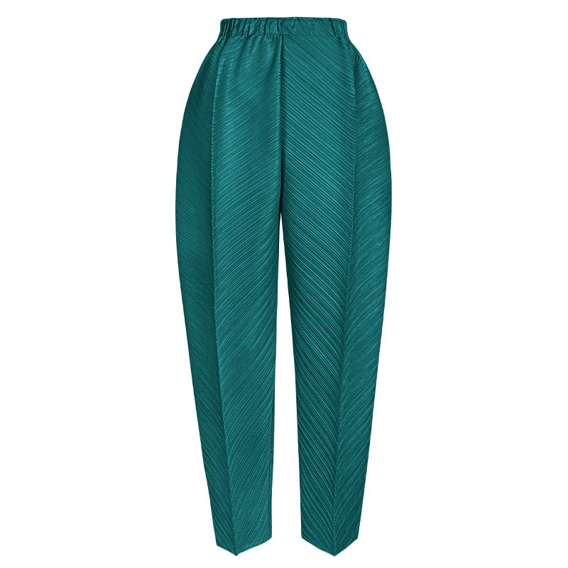 Elastic Waist Women's Winter Loose Waist Long Tapered Casual Pants Stretchy Harem Pants