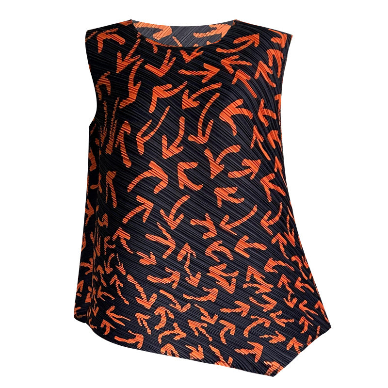 Arrow Suit Women Sleeveless Thin Top Loose Wide Leg Pants Two-Piece Suit Women