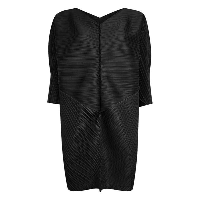 Batwing Sleeve Design Love Top Loose Solid Color Mid-Length Stitching Long Sleeve T-shirt Women