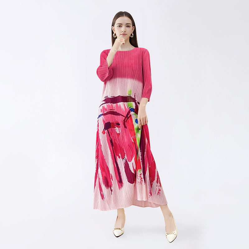 Niche Oil Painting Dress Women's Slimming Dress-Level Printed Floral Skirt