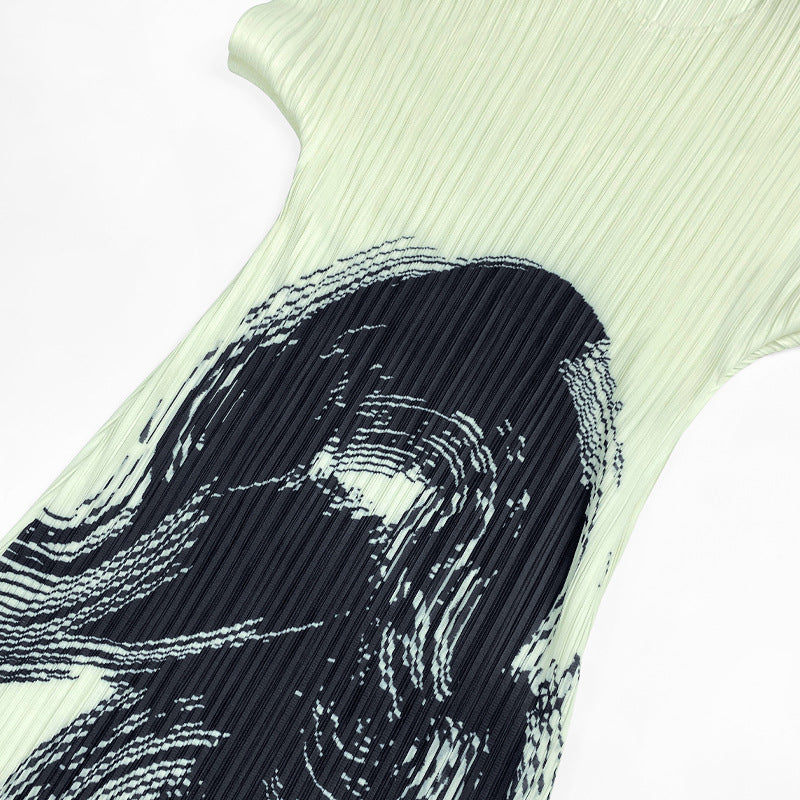 Pleated Dress Women's Design Slim-Fit Slimming Printed Dress for Women