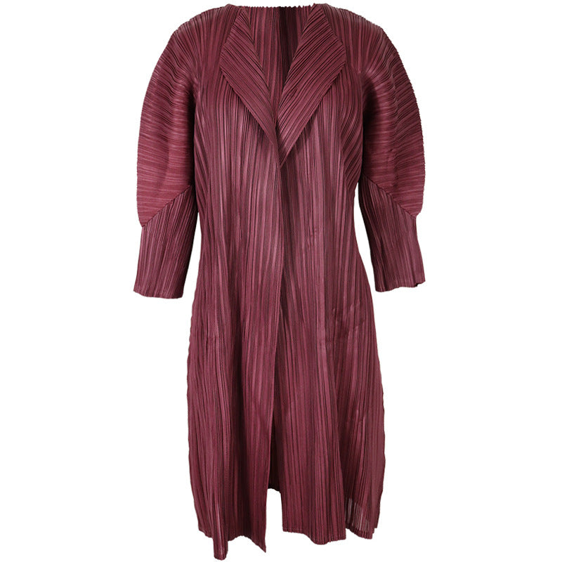 Mid-Length Top Thin Pleated Cardigan Jacket Long-Sleeved