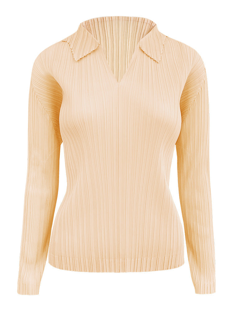 Early Slim Fit Polo Collar Long Sleeve Women's T-shirt Basic Style Top Women