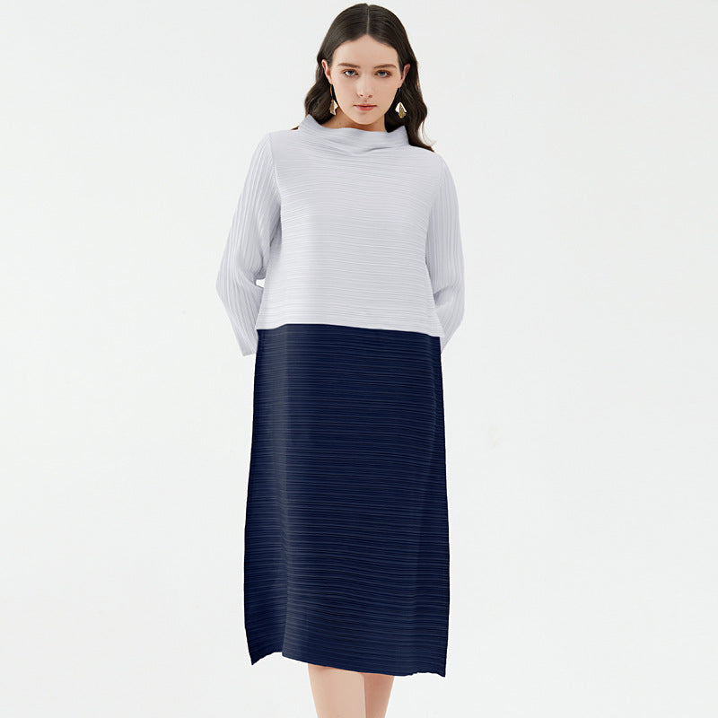 Autumn and Winter Trend Loose Casual Patchwork All-Matching Skirt Women's Mid-Length Dress