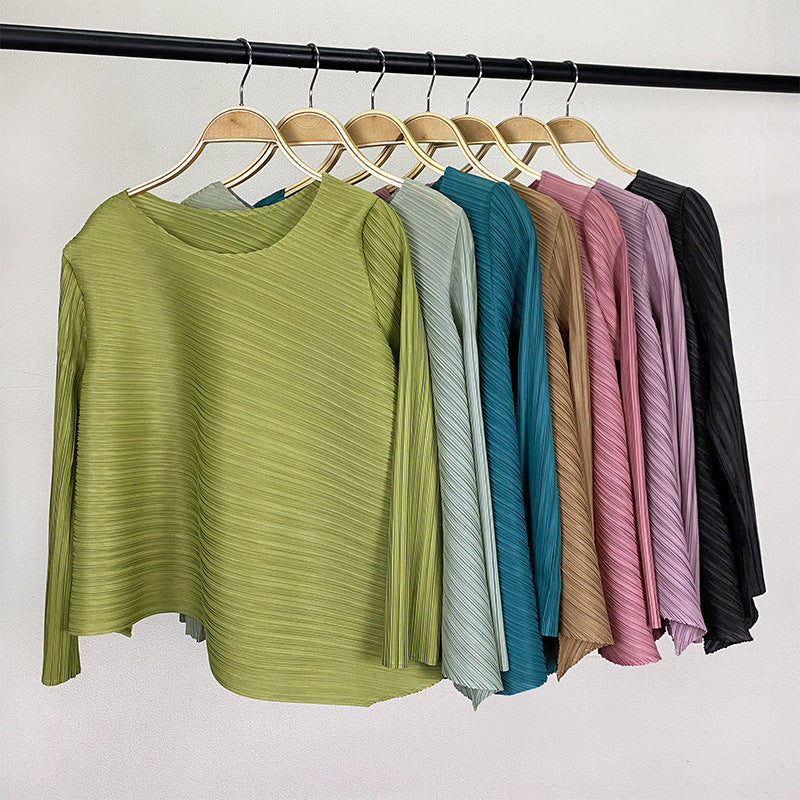 Basic Style Solid Color Long-Sleeved Top All-Match Bottoming T-shirt Women's Clothing