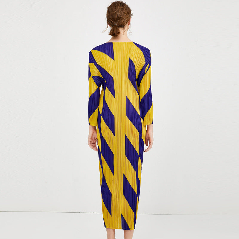 Dress Printed Women's Summer Minimalist Long Sleeve A- line Skirt