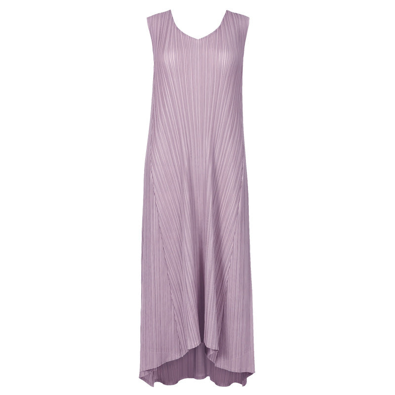 Dress Summer Women's Large Swing Waist-Controlled Lace-up Dress Elegant V-neck Sleeveless Skirt