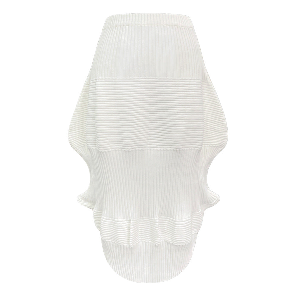 Sea Urchin Knitted Sleeveless Two-Piece Suit Women's Vest Top Bubble Skirt