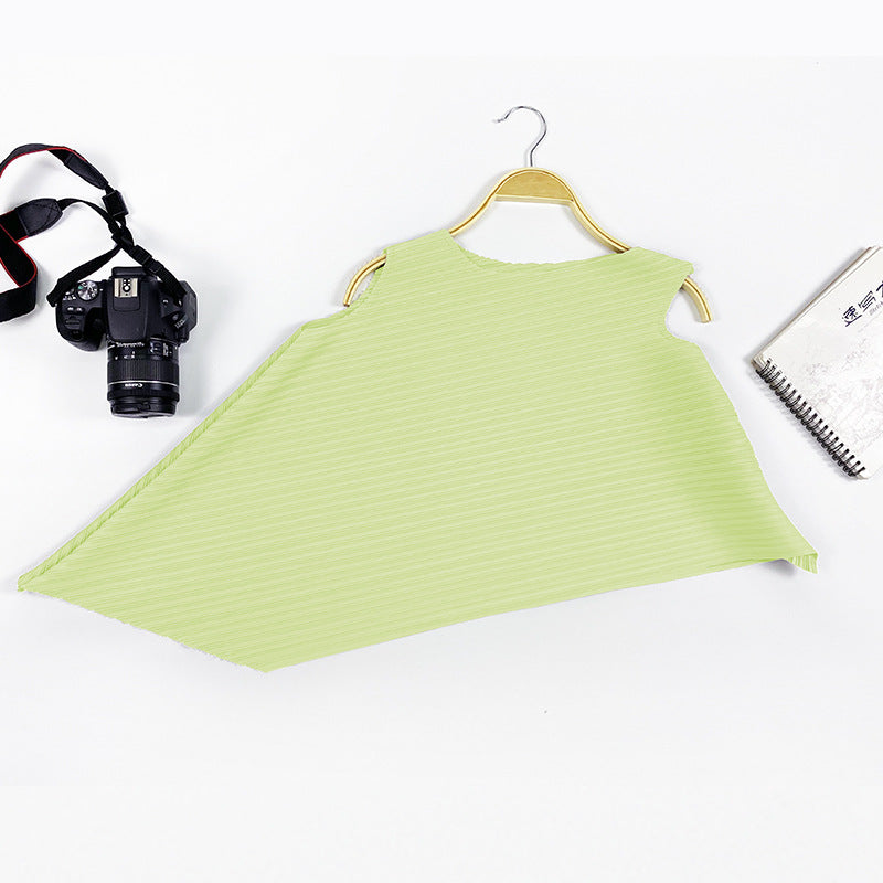 Simple and Irregular round Neck All-Matching Top Sleeveless Solid Color Female in Stock