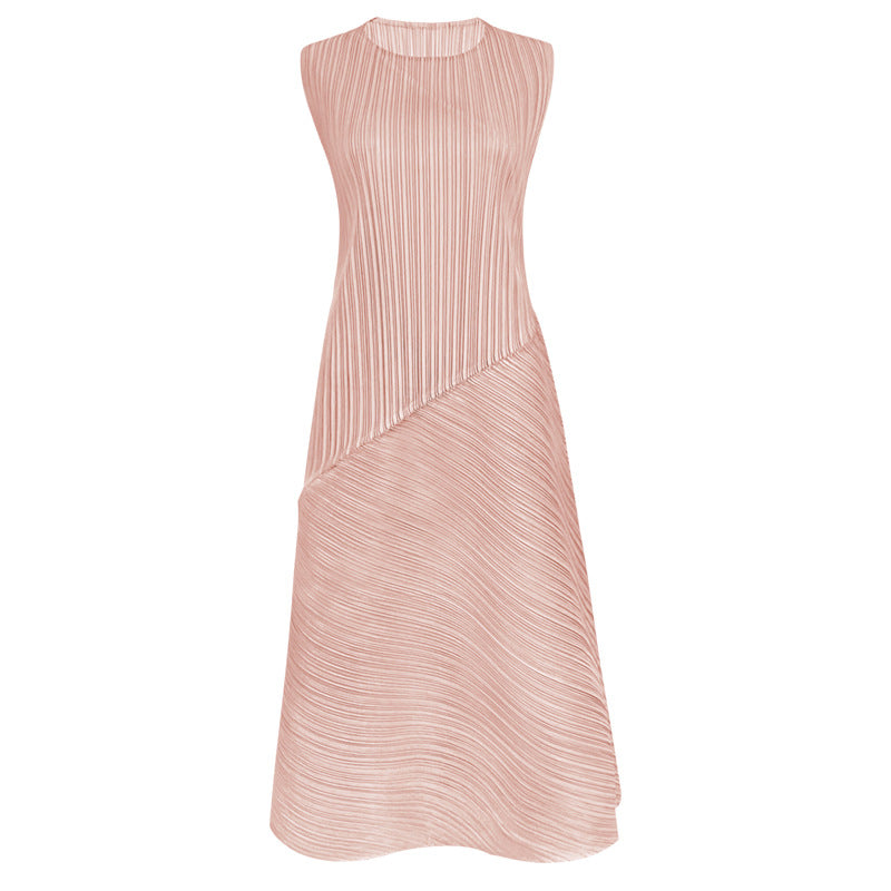 Air Sense Loose Sleeveless Dress Women's Mid-Length Simple Stitching Asymmetric Skirt