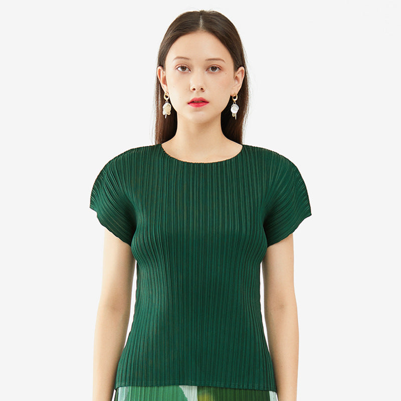 Inner Bottoming Shirt round Neck Short Sleeve T-shirt Women's Loose Leisure All-Matching Solid Color Top