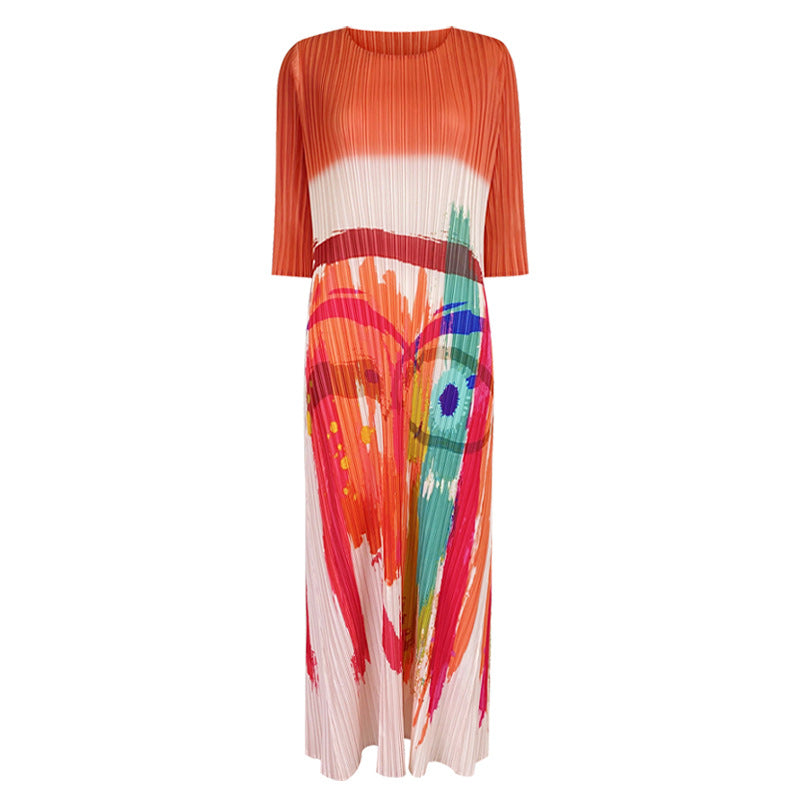 Niche Oil Painting Dress Women's Slimming Dress-Level Printed Floral Skirt