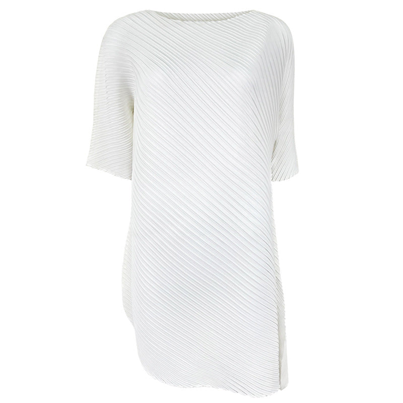 off-Shoulder Collar Irregular Top Women's Design Sense Niche Loose Three-Quarter-Length-Sleeved T-shirt Women