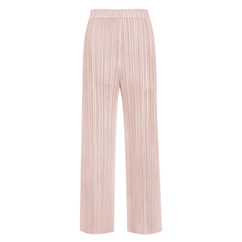Loose Fabric Basic Style Straight Pants Cool Pants Comfort and Casual Solid Color Trousers for Women