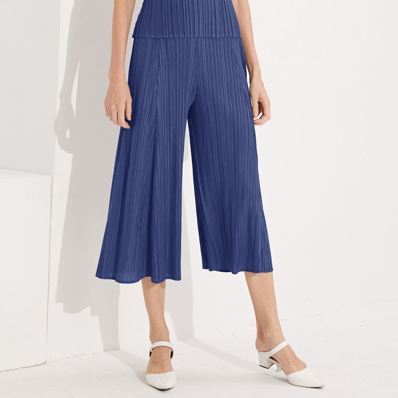 Casual Pants Draping Women's Loose All-Match Pleated plus Size Bell-Bottom Pants