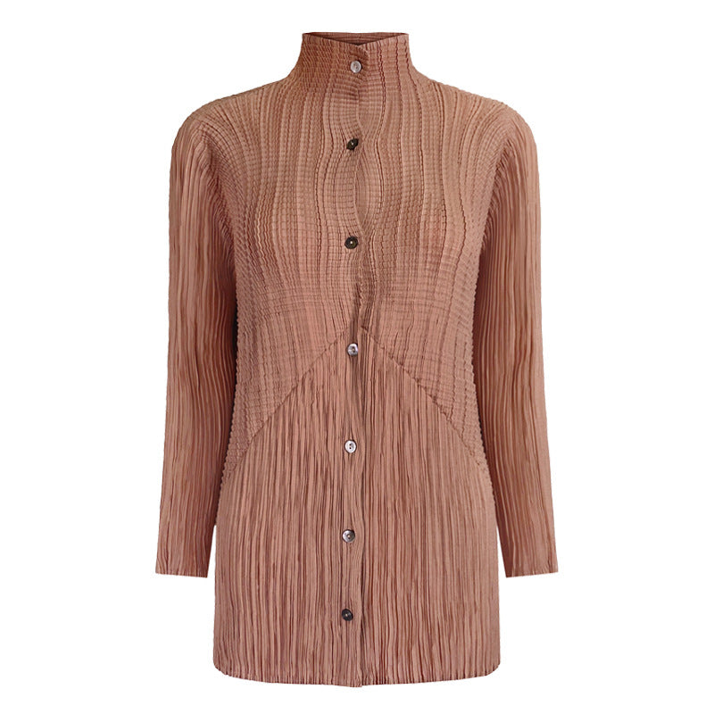 Long Sleeve Peplum Top Simple Solid Color Shirt Women's Loose Tencel Cardigan Jacket