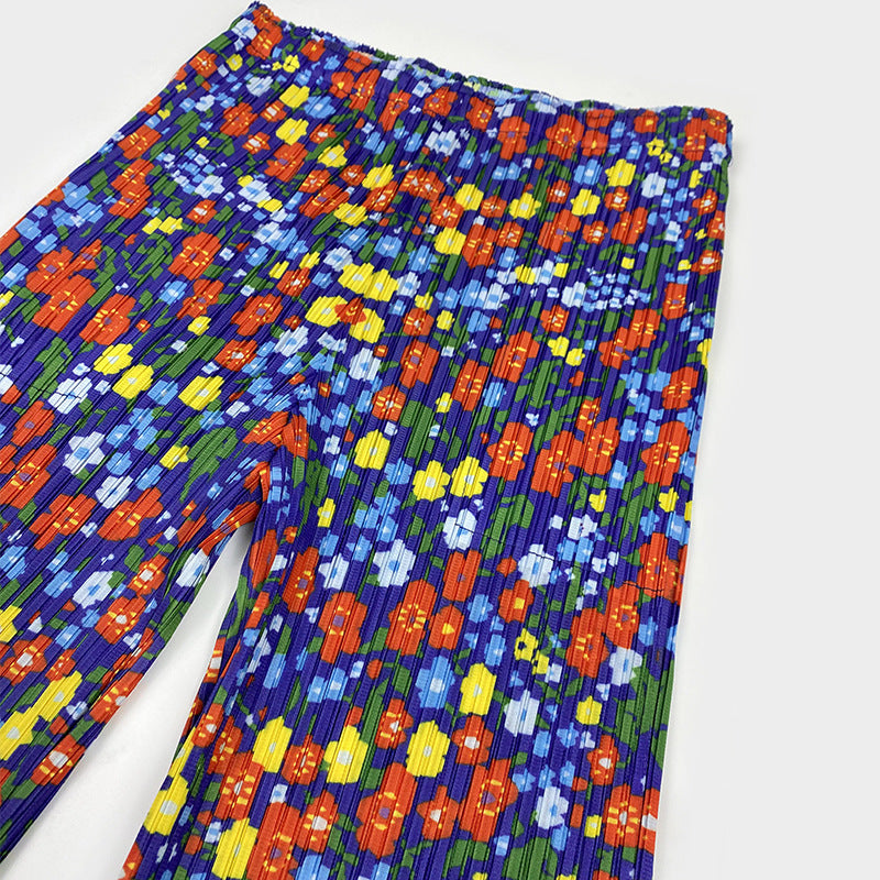 Comfort and Casual Straight-Leg Pants Women's Personality Street Hipster Small Floral Waist Casual Pants Women